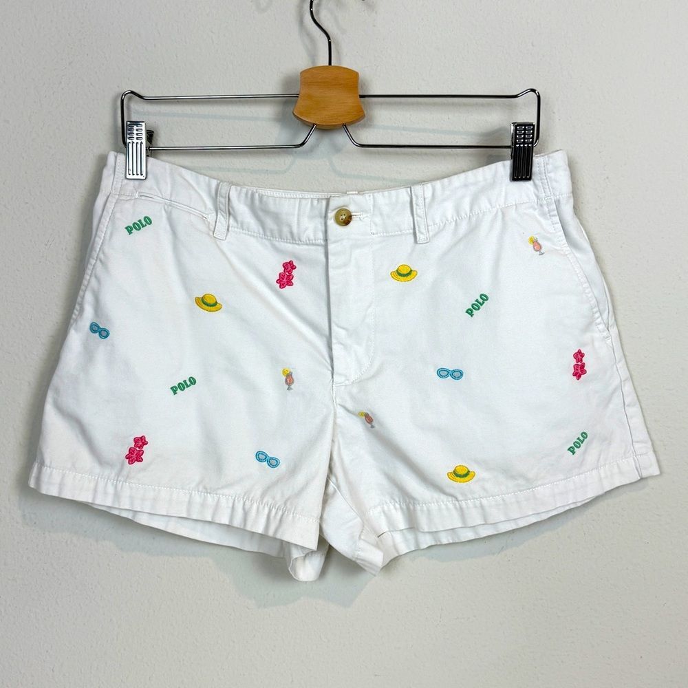 Polo Ralph Lauren Beach Embroidered White Shorts 6